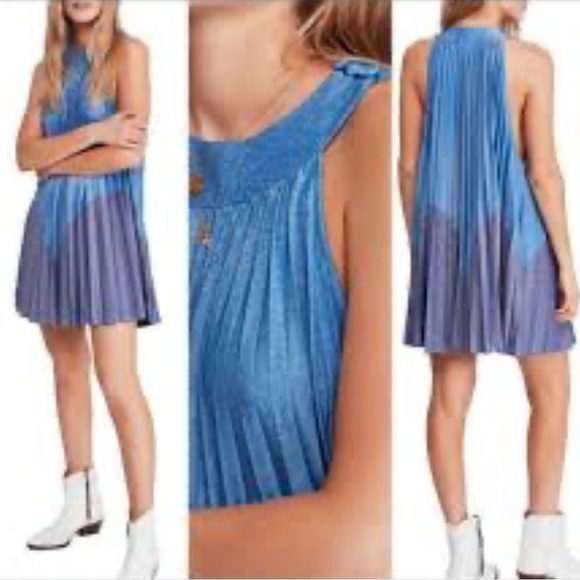 NWT Free People Shimmer Pleated Party Dress. Size-L - Picture 2 of 7